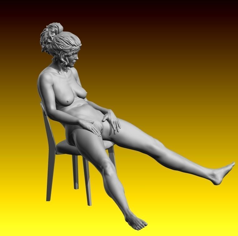 Chair nude female figurine for 3D printing 3D print model_8