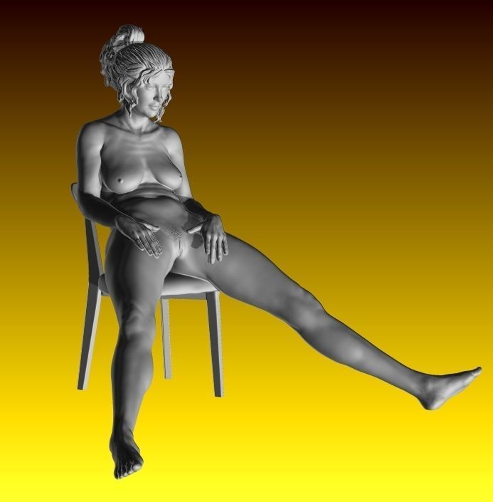 Chair nude female figurine for 3D printing 3D print model_4
