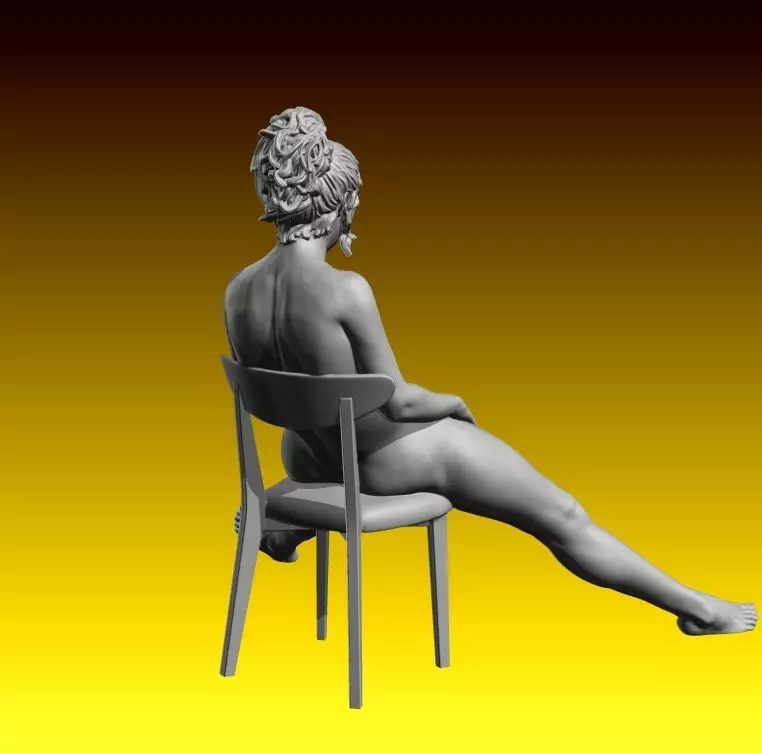 Chair nude female figurine for 3D printing 3D print model_0