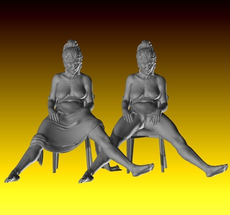 Chair nude female figurine for 3D printing 3D print model_2