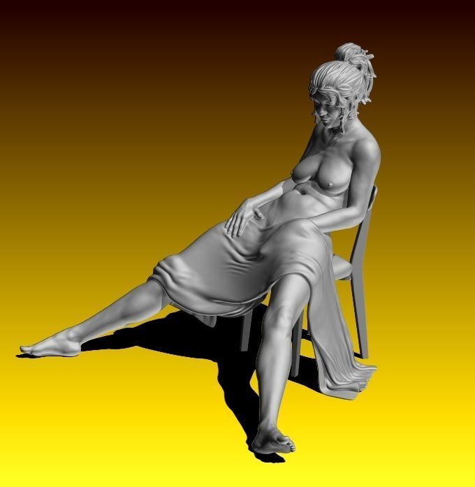 Chair nude female figurine for 3D printing 3D print model_1