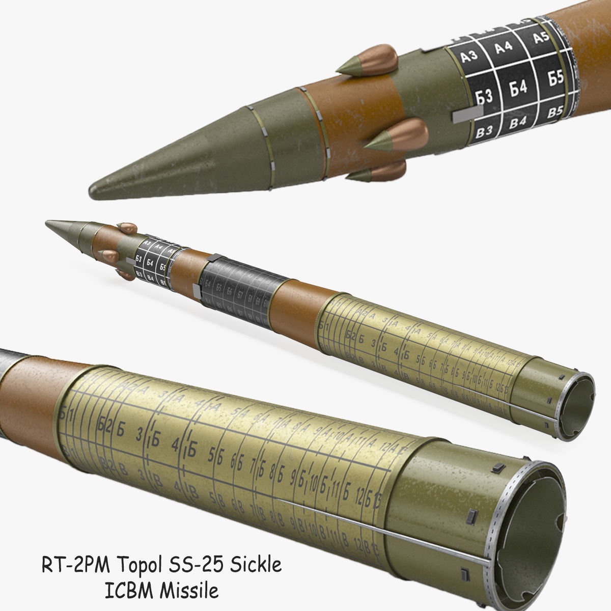 RT-2PM Topol SS-25 Sickle ICBM Missile 3D model_14