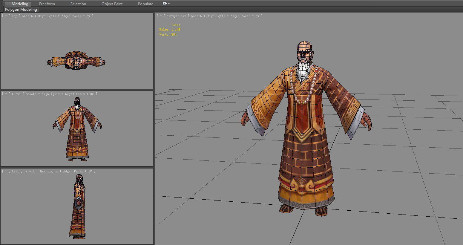 Asian temple buddhist monks - monastery old monk Low-poly 3D model_4