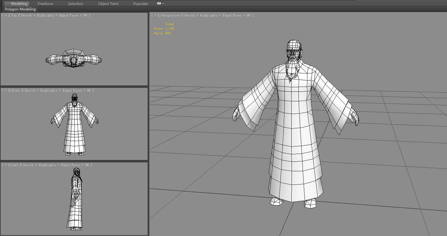 Asian temple buddhist monks - monastery old monk Low-poly 3D model_5