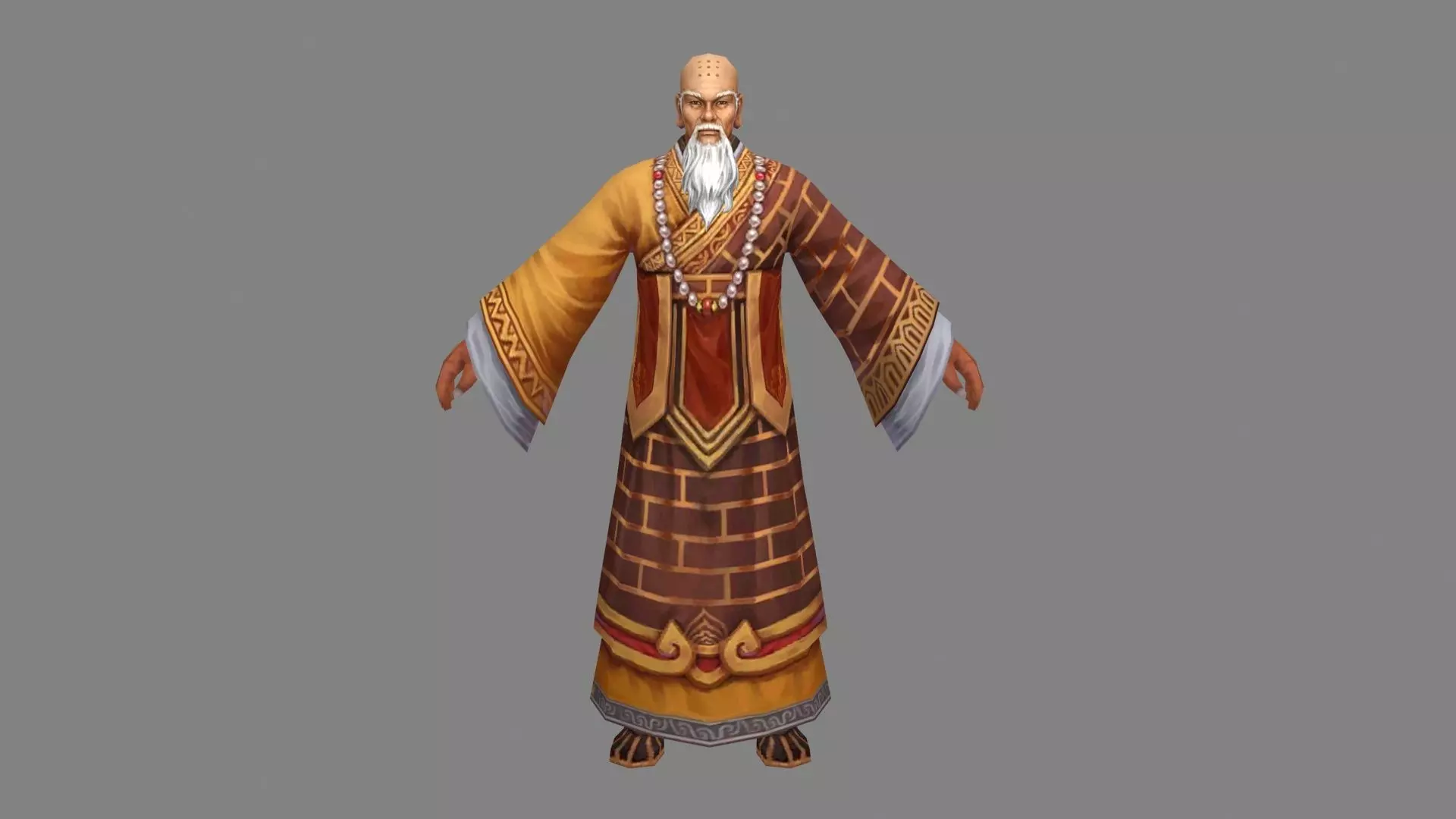 Asian temple buddhist monks - monastery old monk Low-poly 3D model_0