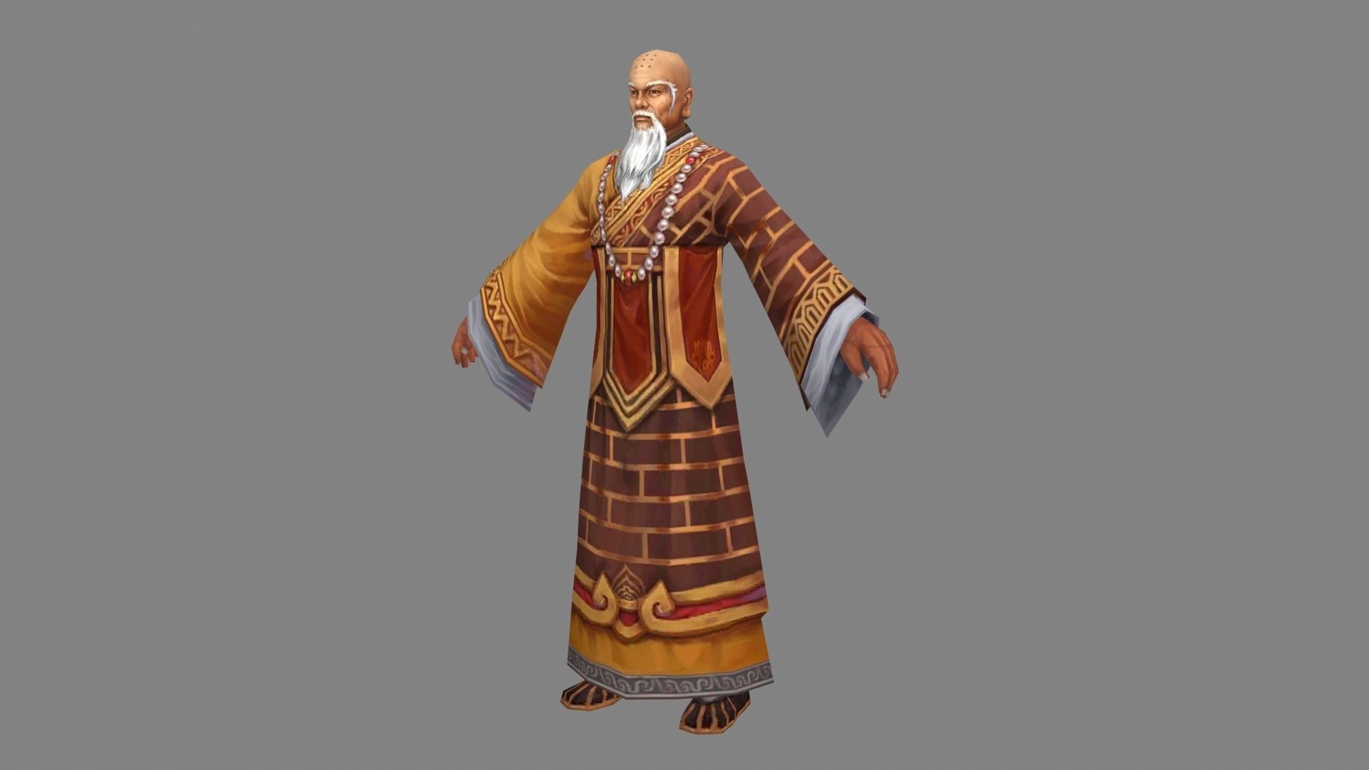 Asian temple buddhist monks - monastery old monk Low-poly 3D model_1