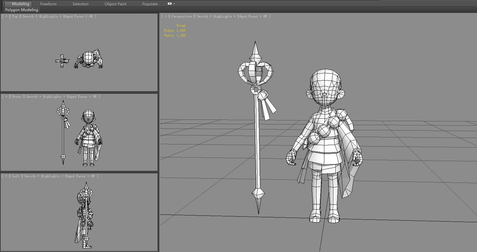 Cartoon Little Monk - young monk Low-poly 3D model_6