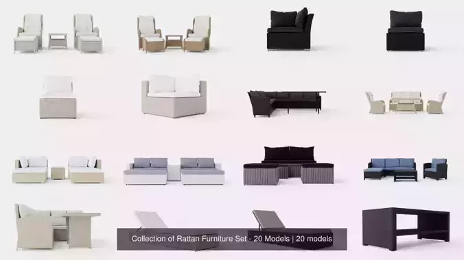 Collection of Rattan Furniture Set - 20 Models 