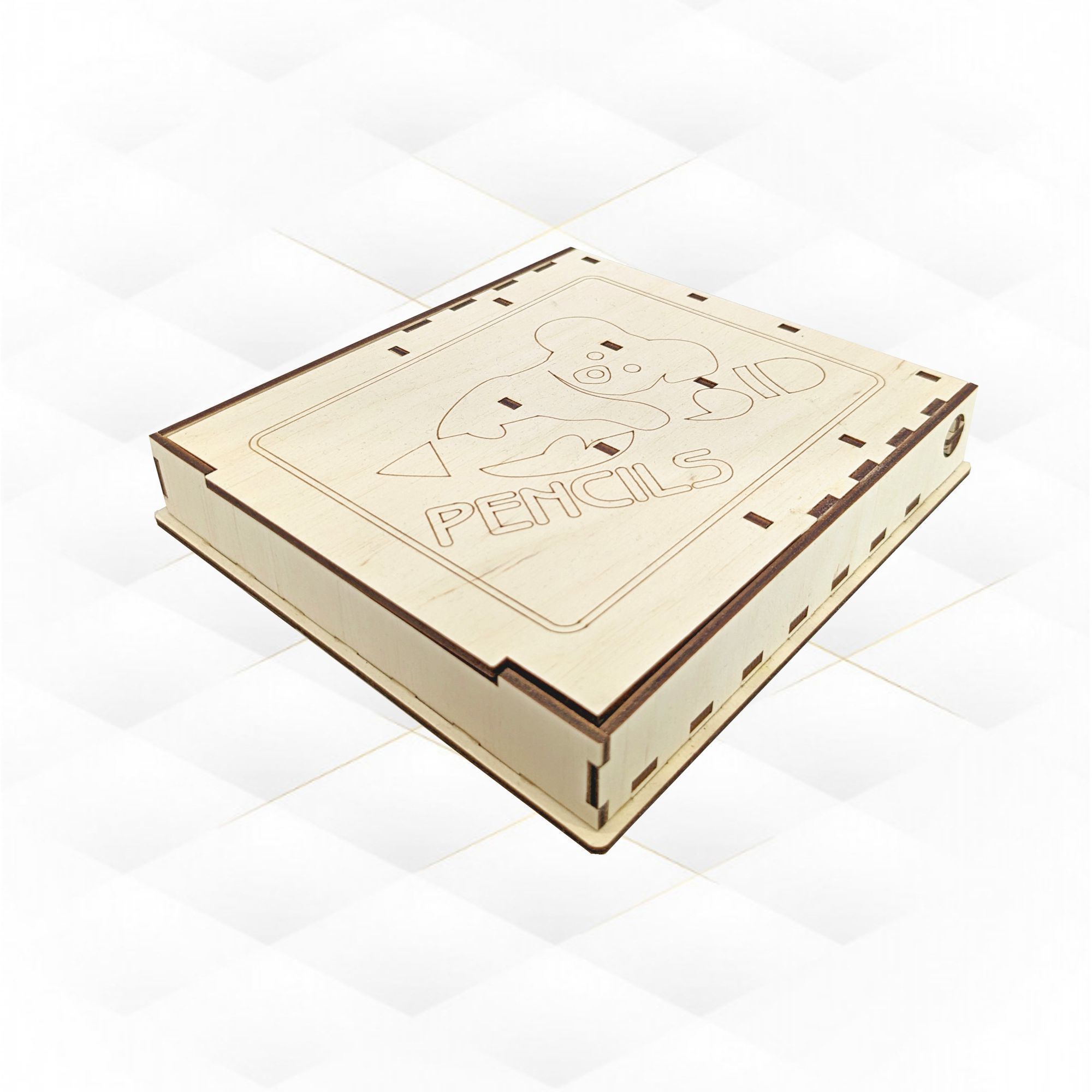 Gift pencils case box vector design for laser cutting 3D print model_3