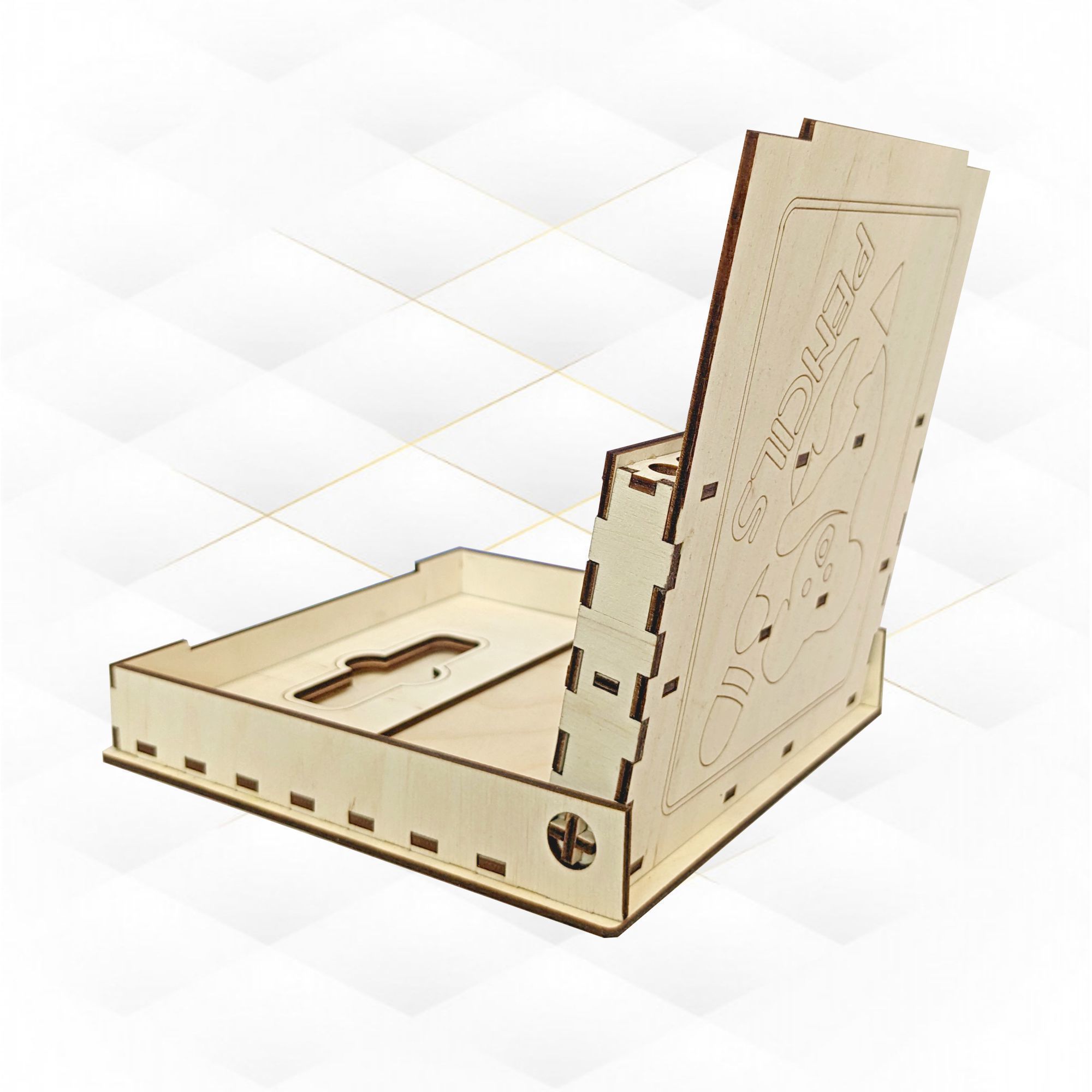 Gift pencils case box vector design for laser cutting 3D print model_2