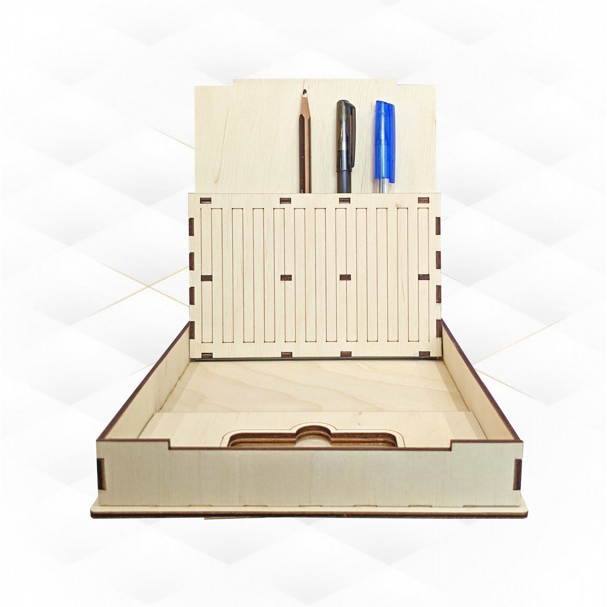 Gift pencils case box vector design for laser cutting 3D print model_1