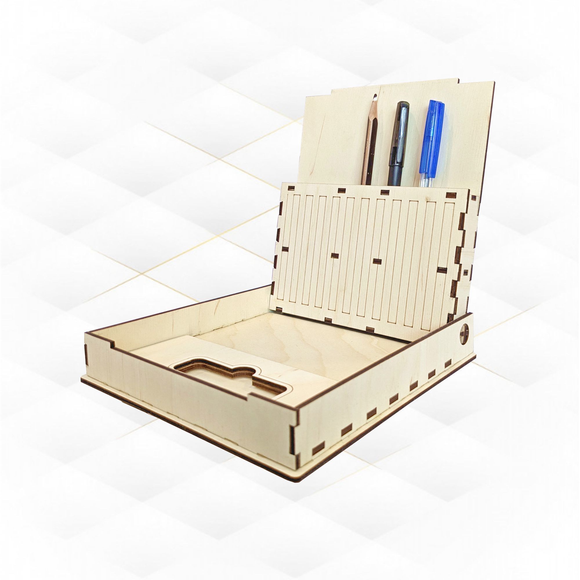 Gift pencils case box vector design for laser cutting 3D print model_4