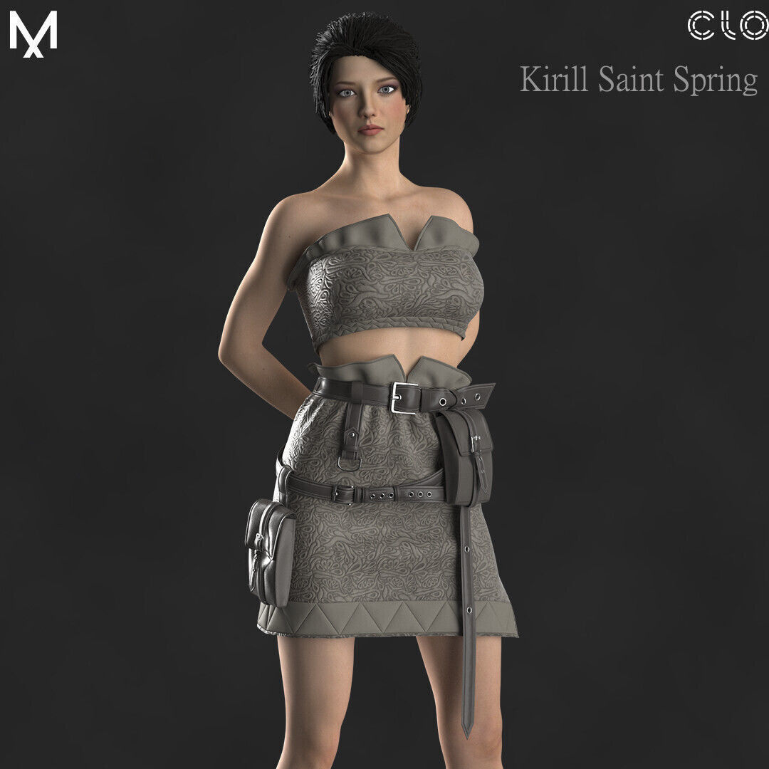 Character Outfit Marvelous designer Clo3d OBJ mtl FBX ZPRJ 3D model_1