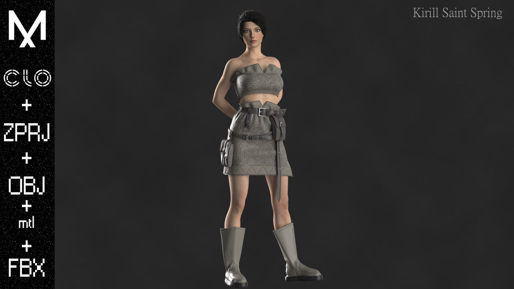Character Outfit Marvelous designer Clo3d OBJ mtl FBX ZPRJ 3D model_2