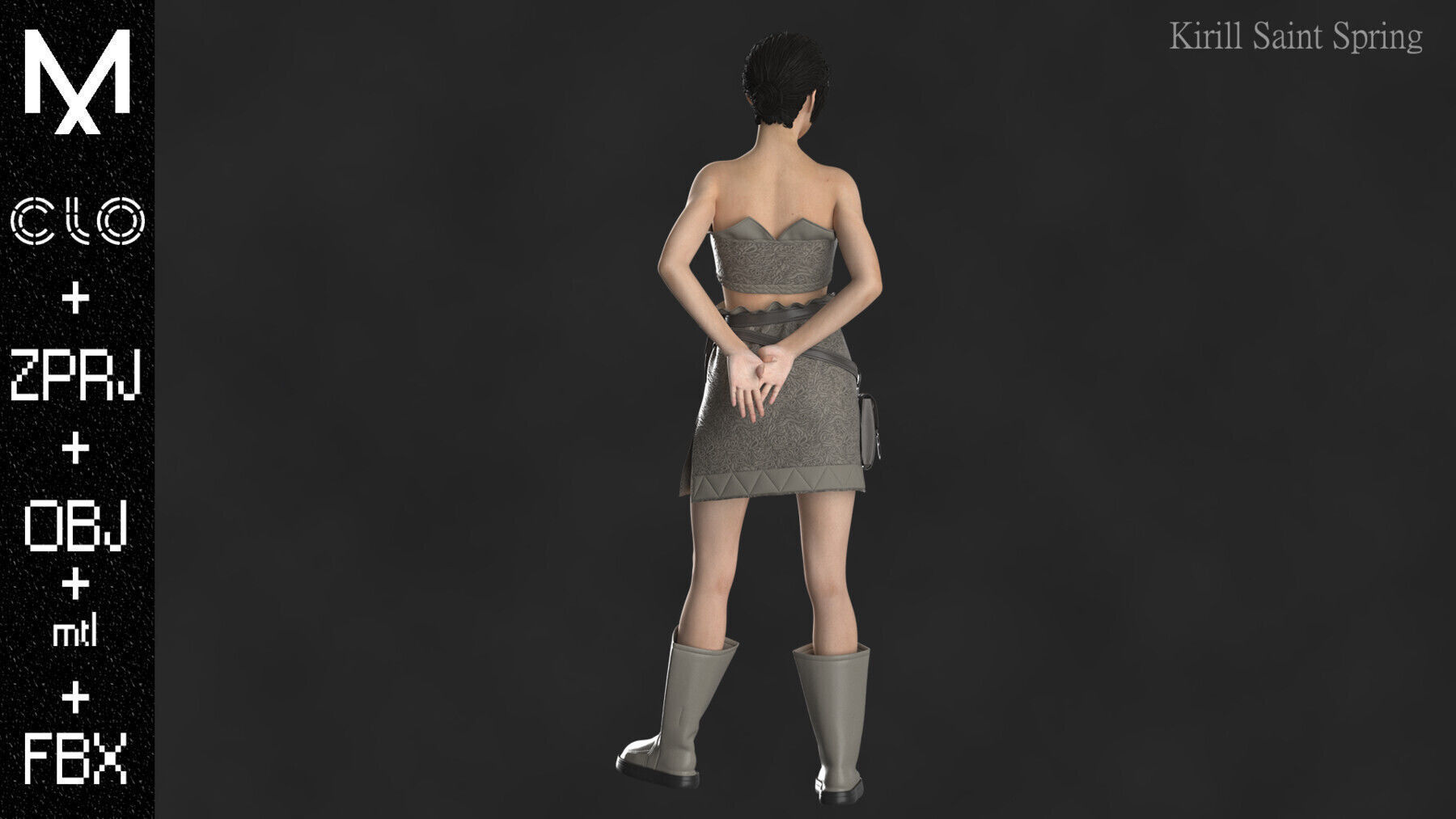 Character Outfit Marvelous designer Clo3d OBJ mtl FBX ZPRJ 3D model_6