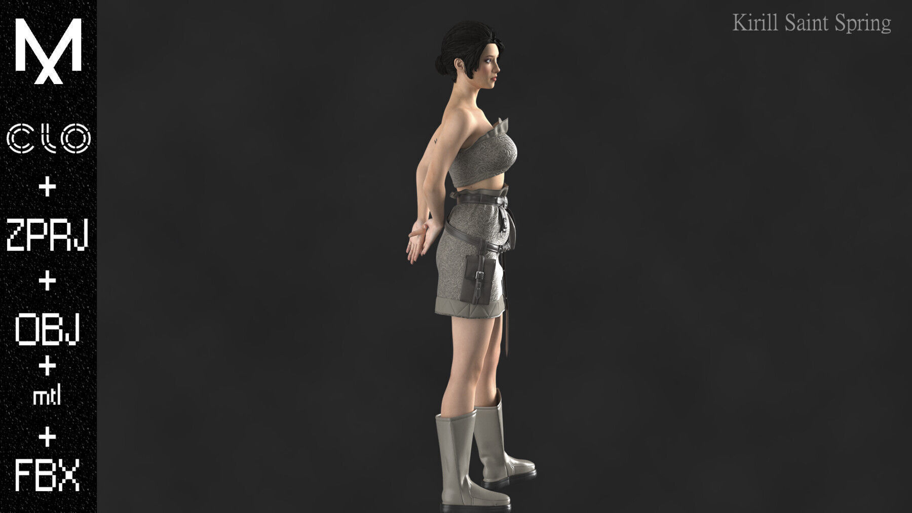 Character Outfit Marvelous designer Clo3d OBJ mtl FBX ZPRJ 3D model_8