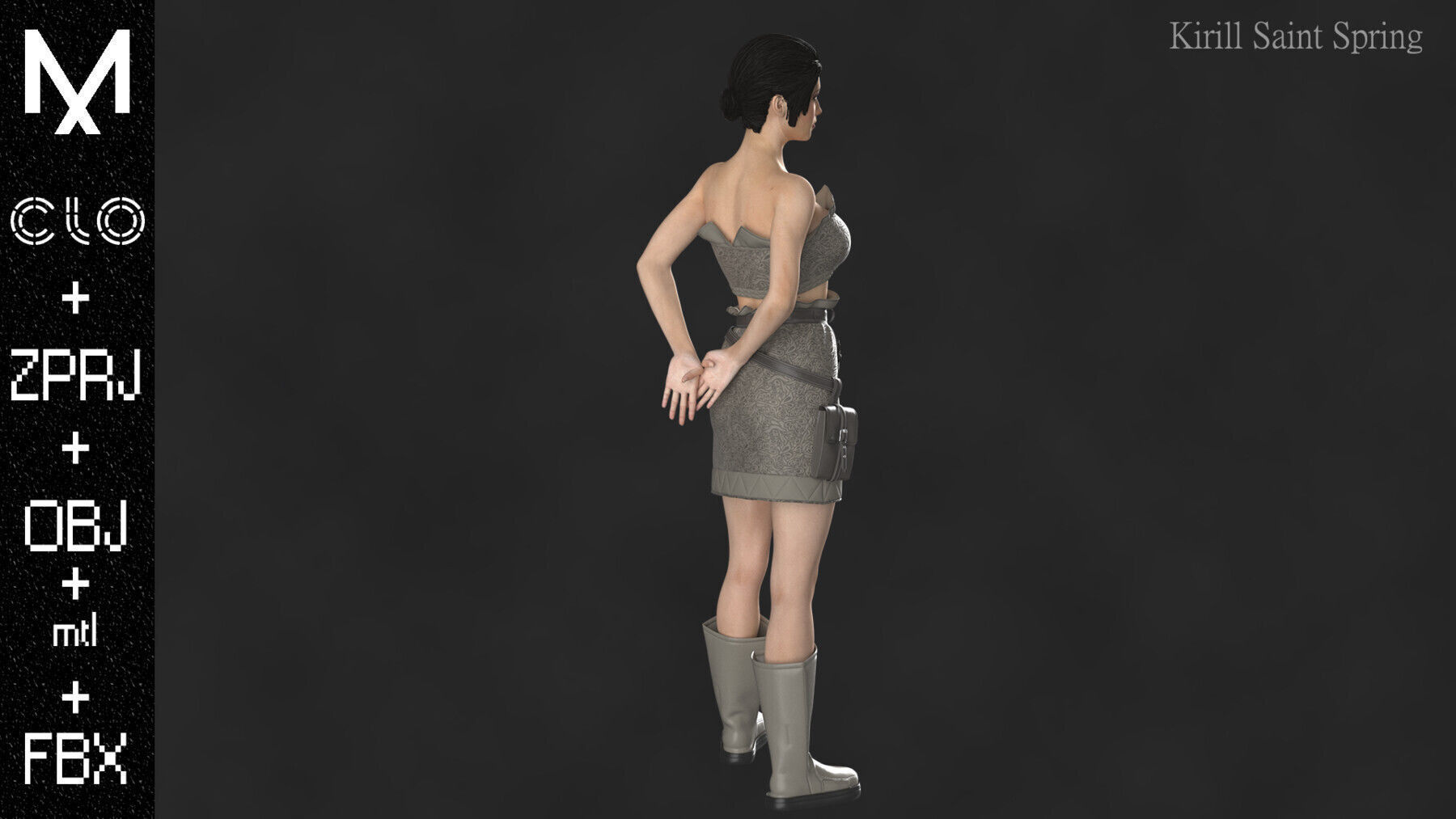 Character Outfit Marvelous designer Clo3d OBJ mtl FBX ZPRJ 3D model_7