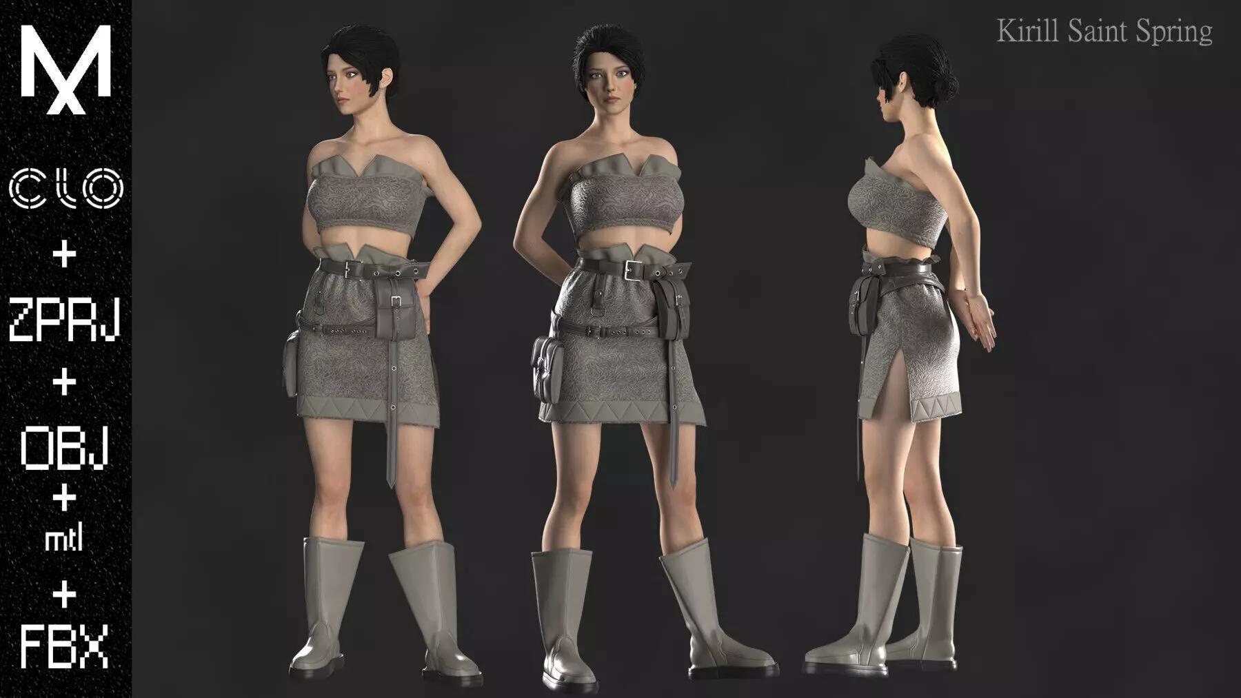 Character Outfit Marvelous designer Clo3d OBJ mtl FBX ZPRJ 3D model_0