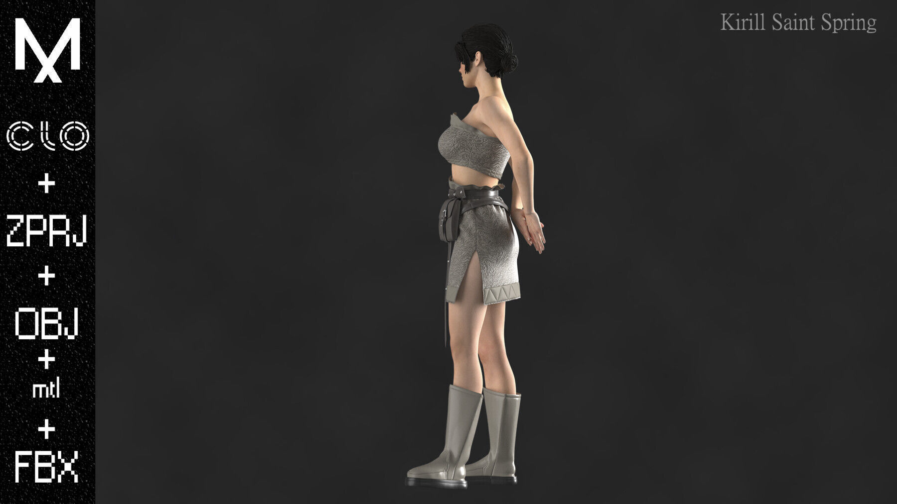 Character Outfit Marvelous designer Clo3d OBJ mtl FBX ZPRJ 3D model_4