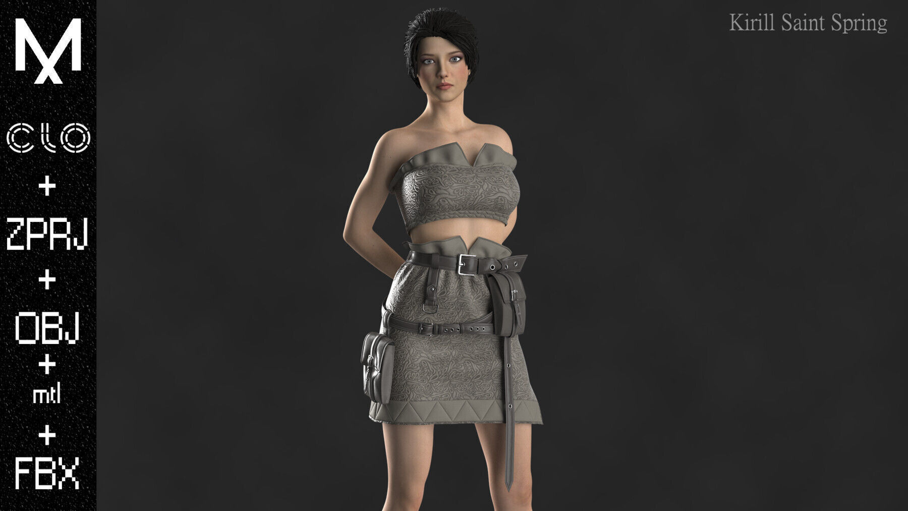 Character Outfit Marvelous designer Clo3d OBJ mtl FBX ZPRJ 3D model_5