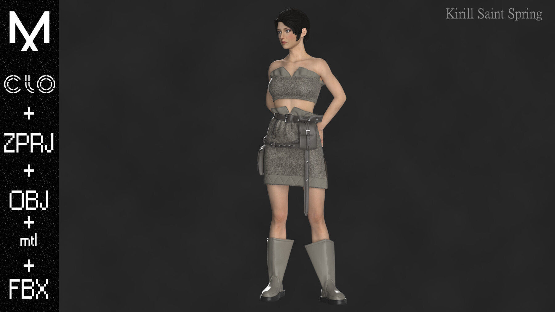 Character Outfit Marvelous designer Clo3d OBJ mtl FBX ZPRJ 3D model_3