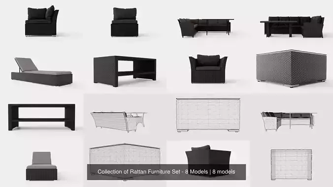 Collection of Rattan Furniture Set - 8 Models  Collection of Rattan Furniture Set - 8 Models