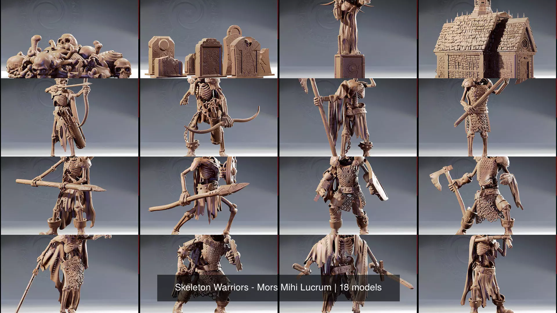 Skeleton Warriors - Mors Mihi Lucrum 3D Model Collection_19