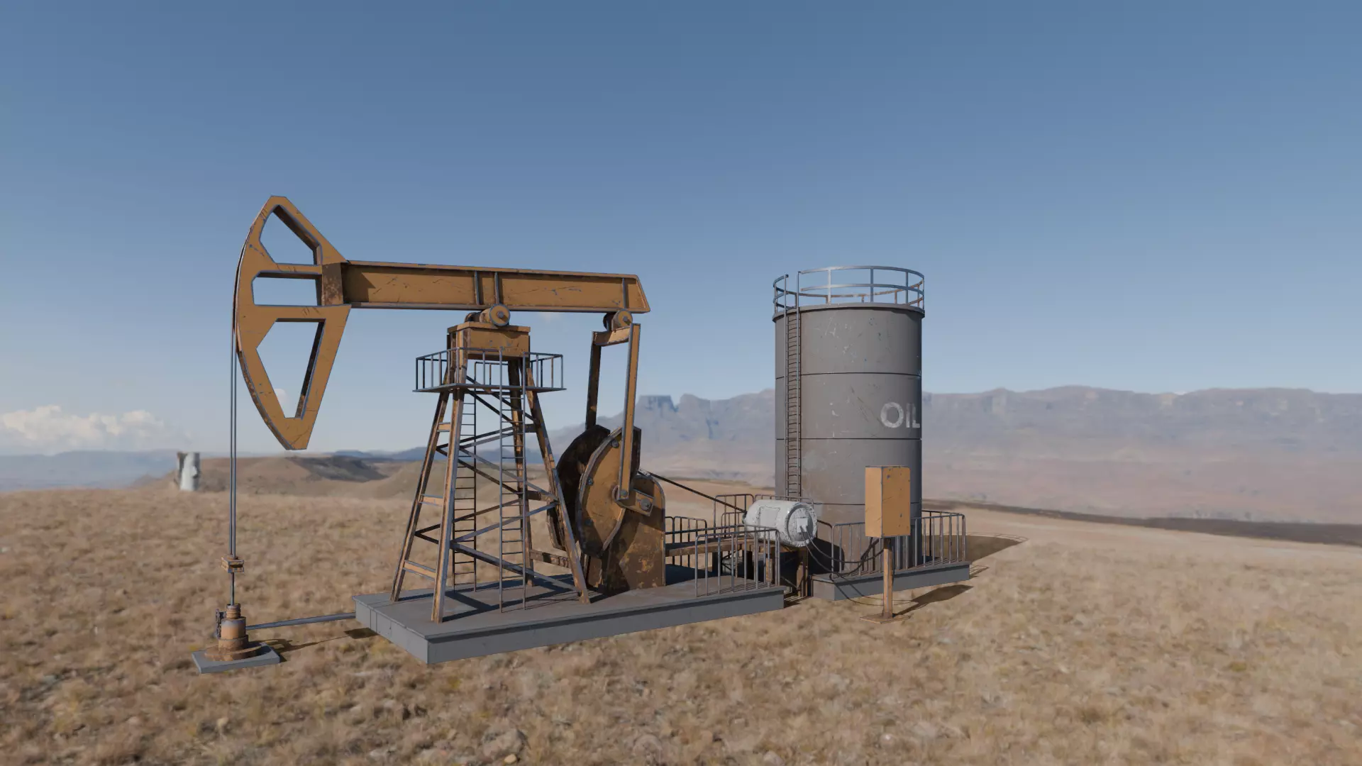 Realistic Machine - Oil Pumpjack Low-poly 3D model
