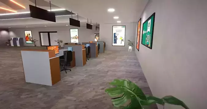 Innovative Bank Interior Design  VR and Metaverse Ready