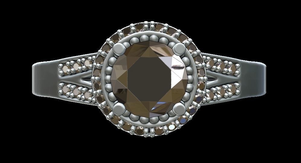 Halo Engagement Ring 3D print model_3