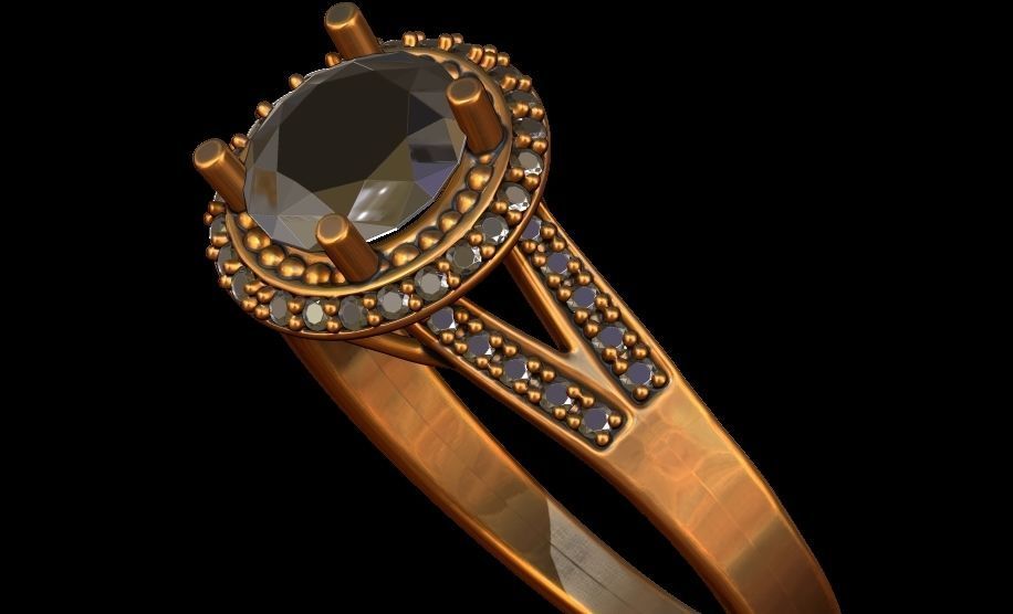 Halo Engagement Ring 3D print model_4