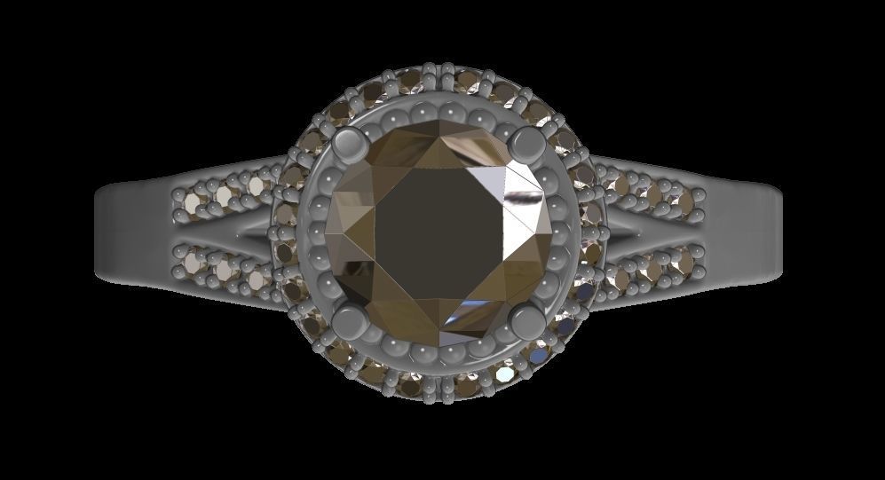 Halo Engagement Ring 3D print model_7