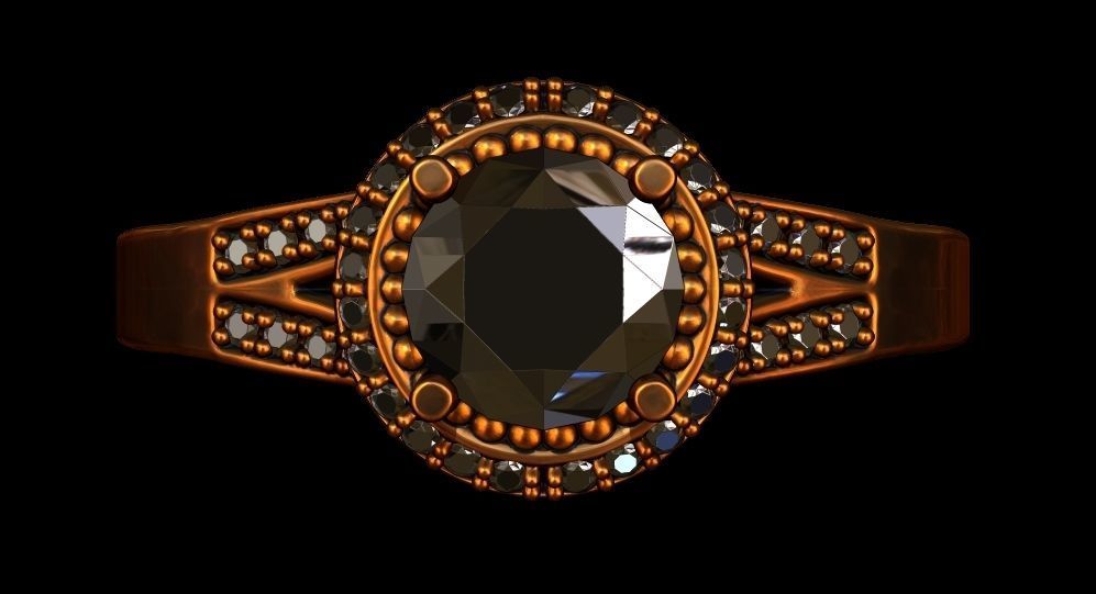 Halo Engagement Ring 3D print model_2