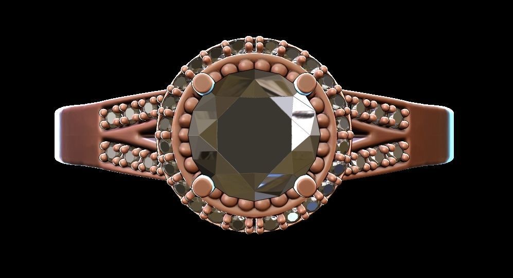 Halo Engagement Ring 3D print model_1