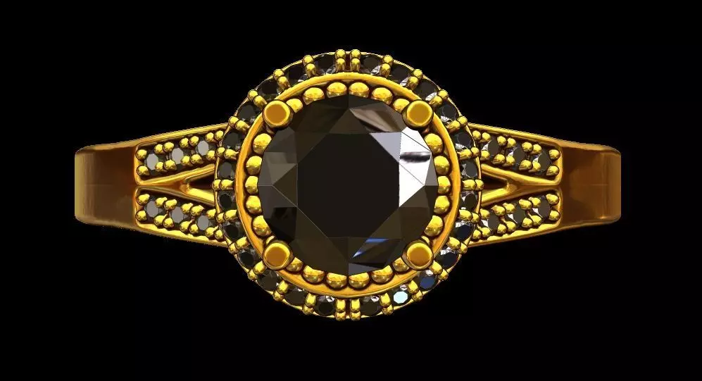 Halo Engagement Ring 3D print model_0