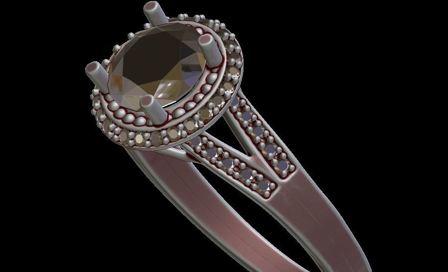 Halo Engagement Ring 3D print model_19