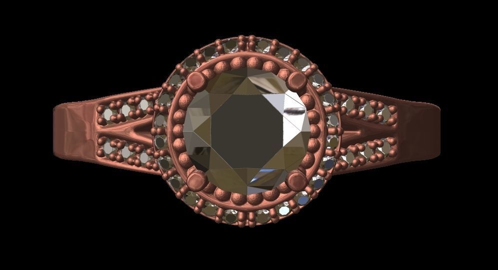 Halo Engagement Ring 3D print model_15