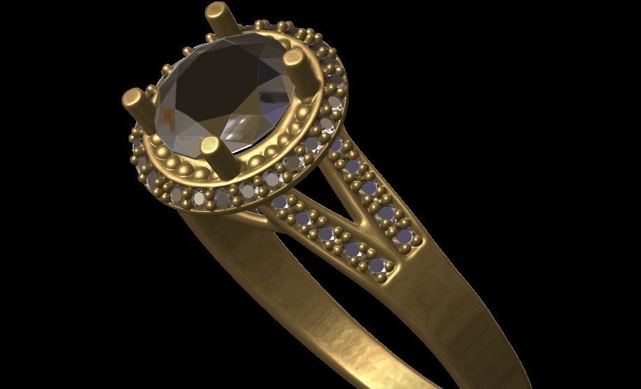 Halo Engagement Ring 3D print model_11