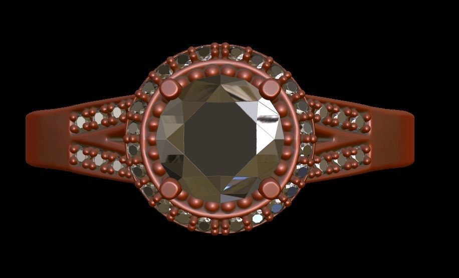 Halo Engagement Ring 3D print model_5