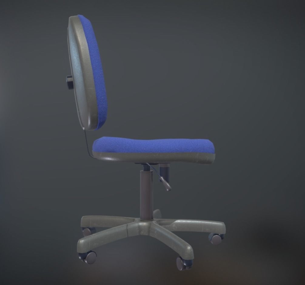 Office Chair Blue Low-Poly Game Ready PBR AR VR Low-poly 3D model_7