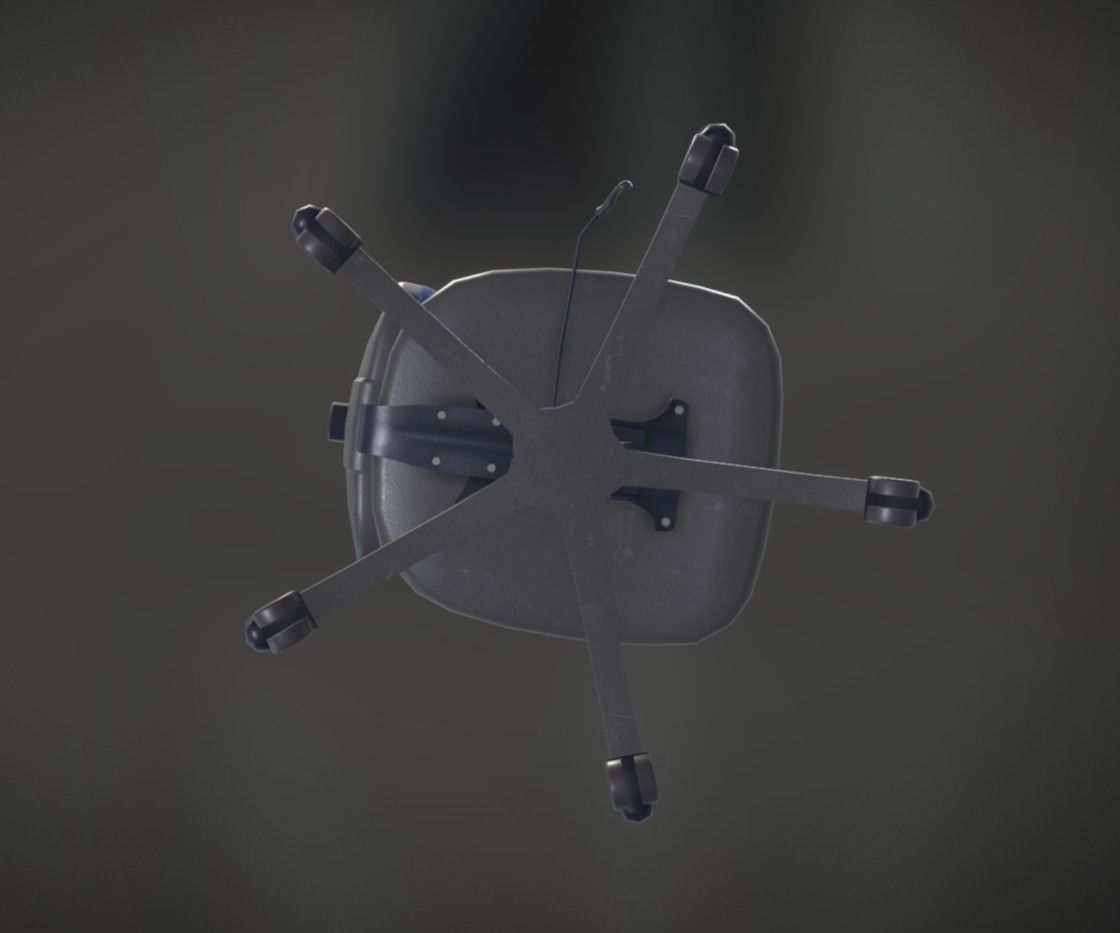 Office Chair Blue Low-Poly Game Ready PBR AR VR Low-poly 3D model_10