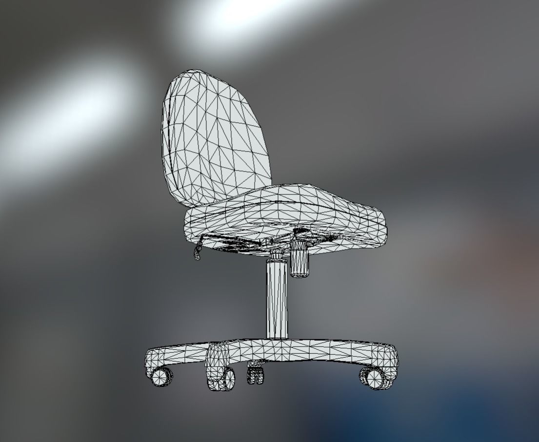 Office Chair Blue Low-Poly Game Ready PBR AR VR Low-poly 3D model_14