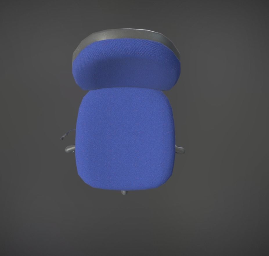 Office Chair Blue Low-Poly Game Ready PBR AR VR Low-poly 3D model_11