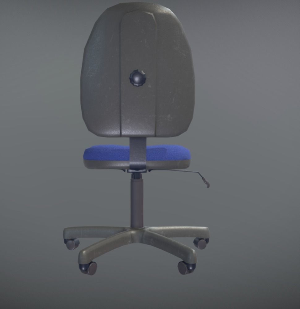 Office Chair Blue Low-Poly Game Ready PBR AR VR Low-poly 3D model_5