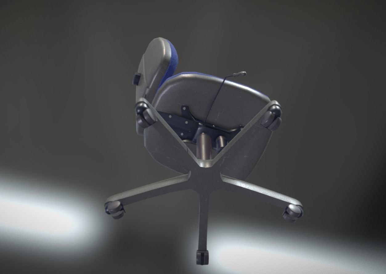 Office Chair Blue Low-Poly Game Ready PBR AR VR Low-poly 3D model_9