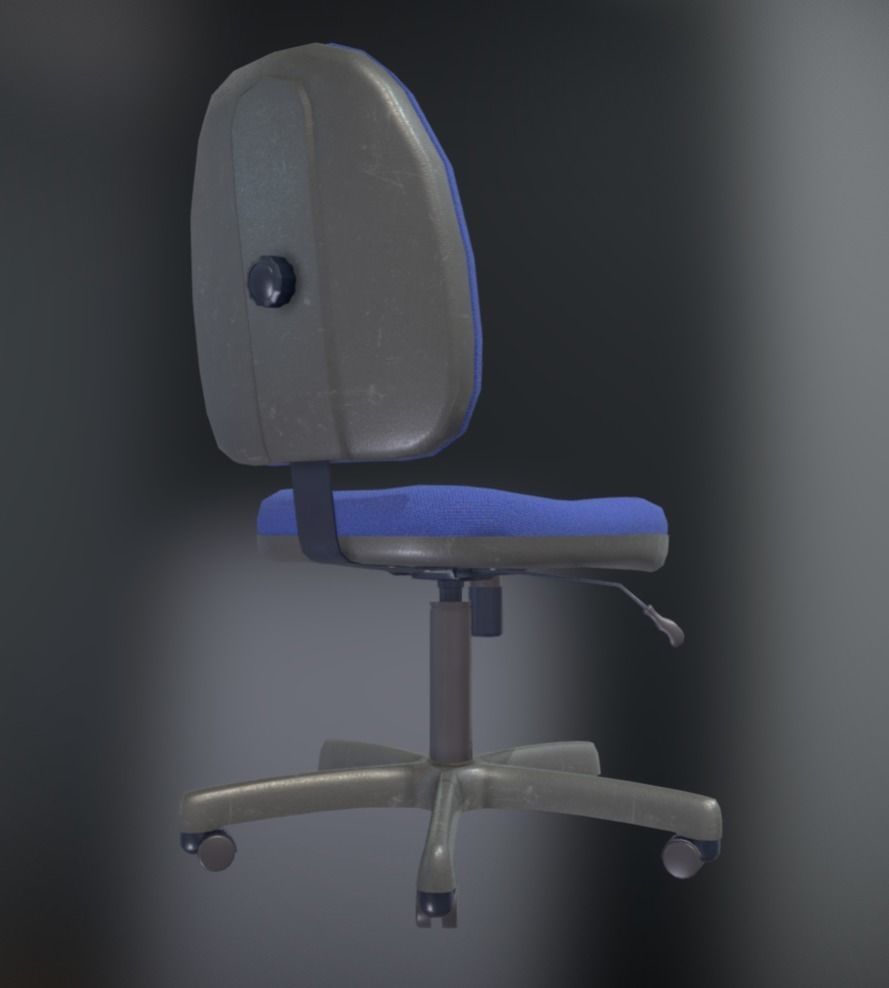 Office Chair Blue Low-Poly Game Ready PBR AR VR Low-poly 3D model_6
