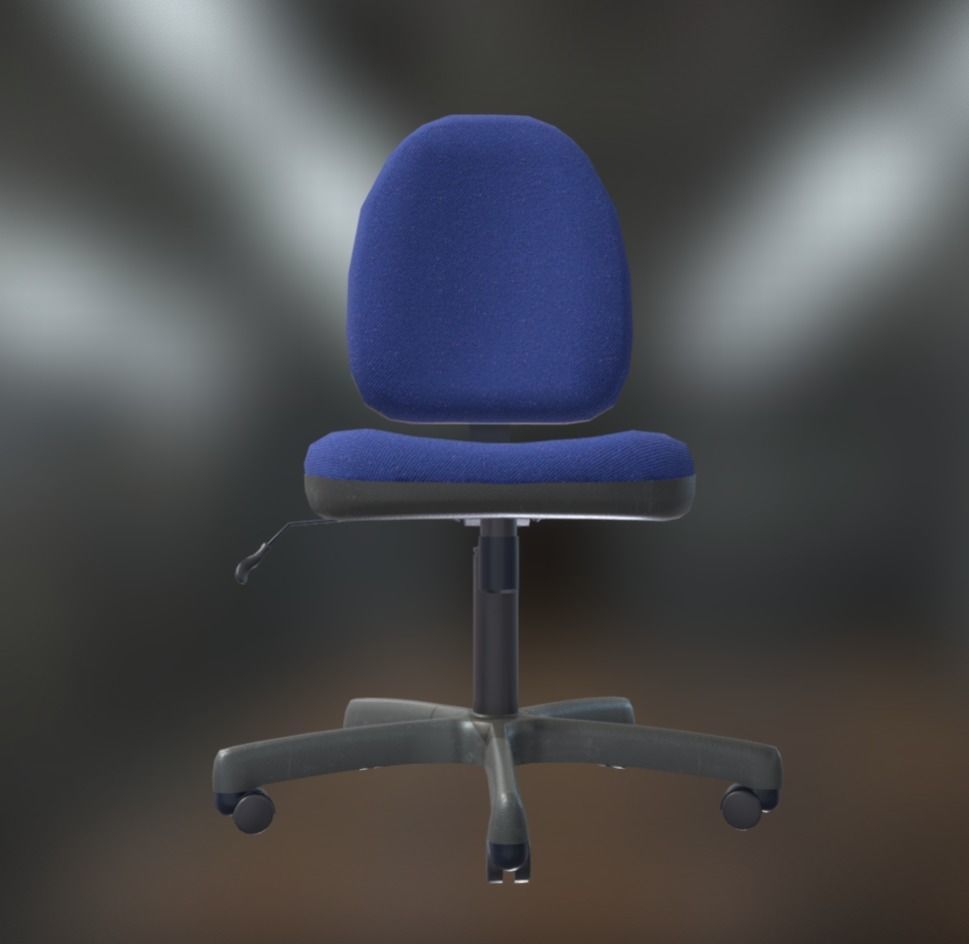 Office Chair Blue Low-Poly Game Ready PBR AR VR Low-poly 3D model_1