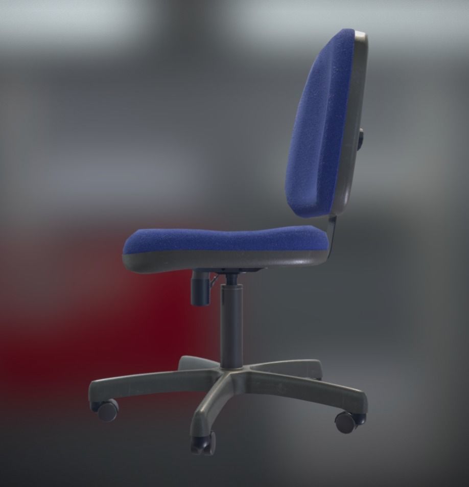 Office Chair Blue Low-Poly Game Ready PBR AR VR Low-poly 3D model_3