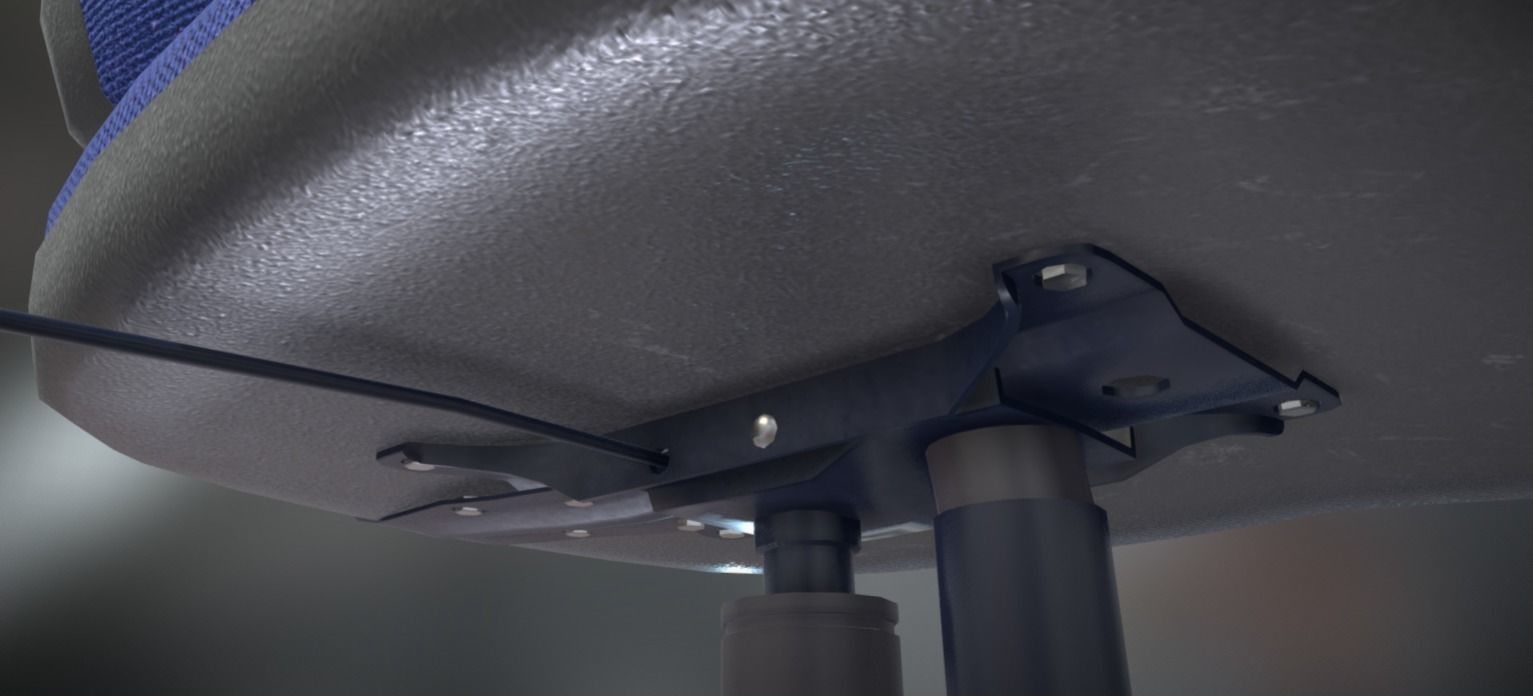 Office Chair Blue Low-Poly Game Ready PBR AR VR Low-poly 3D model_12