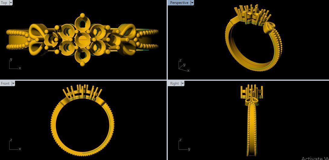 Cluster Ring 3dm and stl file 3D print model_1
